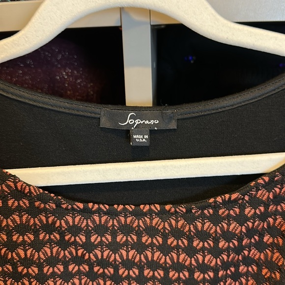 Soprano black/orange print sleeveless dress size S - Picture 2 of 3